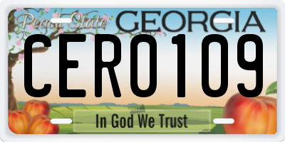 GA license plate CER0109