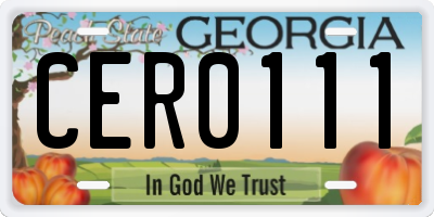 GA license plate CER0111