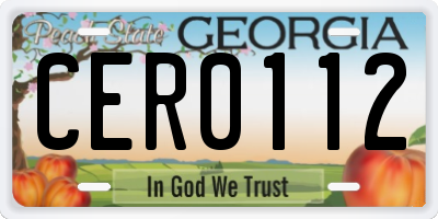 GA license plate CER0112