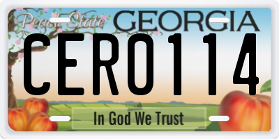 GA license plate CER0114