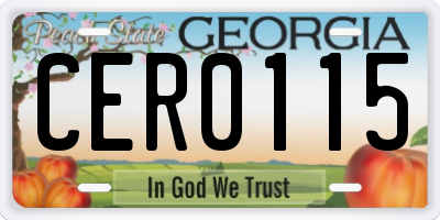 GA license plate CER0115