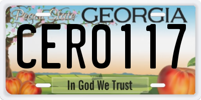 GA license plate CER0117