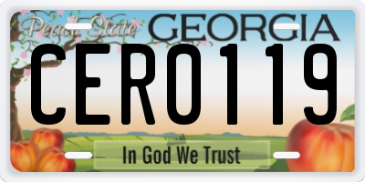 GA license plate CER0119
