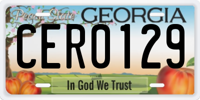 GA license plate CER0129