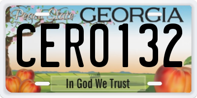GA license plate CER0132