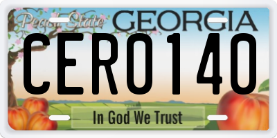 GA license plate CER0140