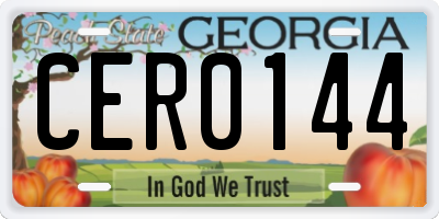 GA license plate CER0144