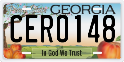 GA license plate CER0148