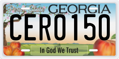 GA license plate CER0150
