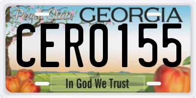 GA license plate CER0155