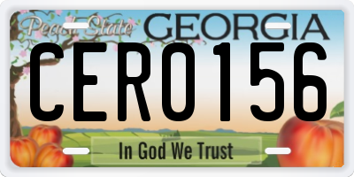 GA license plate CER0156