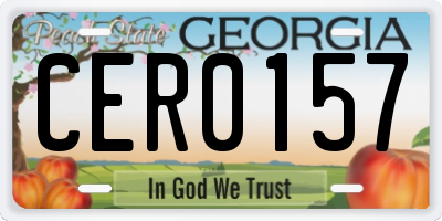 GA license plate CER0157