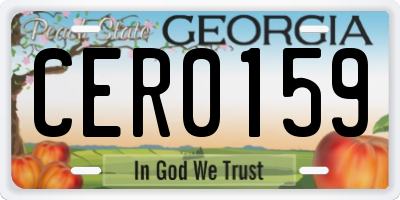 GA license plate CER0159