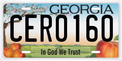GA license plate CER0160