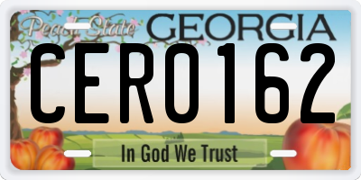 GA license plate CER0162