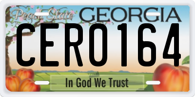 GA license plate CER0164