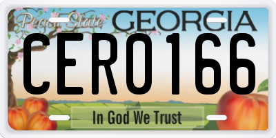 GA license plate CER0166