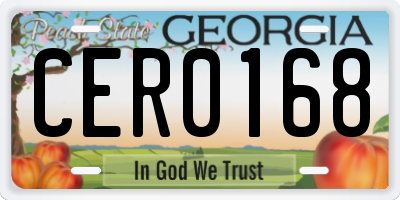 GA license plate CER0168