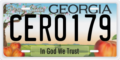 GA license plate CER0179