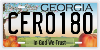 GA license plate CER0180
