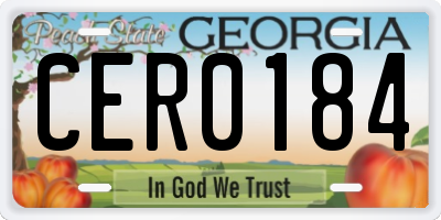 GA license plate CER0184