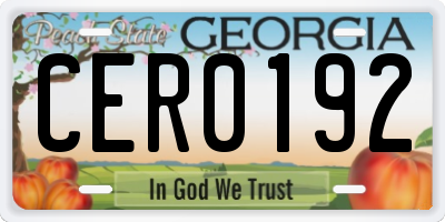 GA license plate CER0192