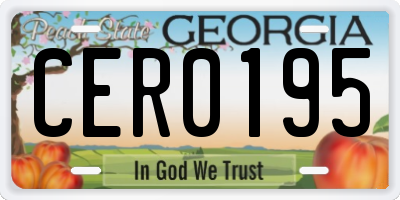 GA license plate CER0195
