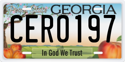 GA license plate CER0197