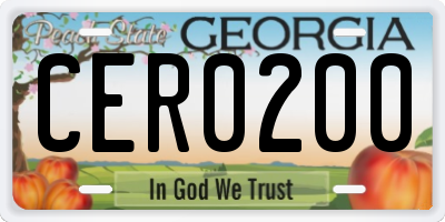 GA license plate CER0200