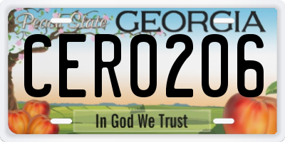 GA license plate CER0206