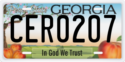 GA license plate CER0207