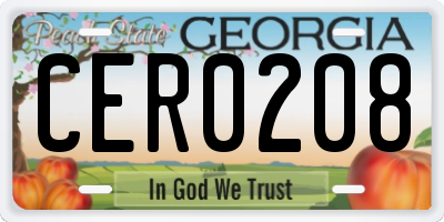 GA license plate CER0208