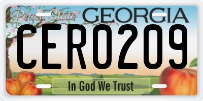 GA license plate CER0209