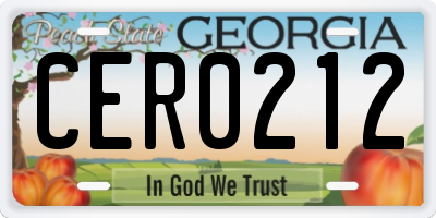 GA license plate CER0212