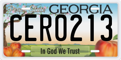GA license plate CER0213