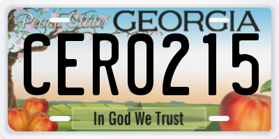 GA license plate CER0215