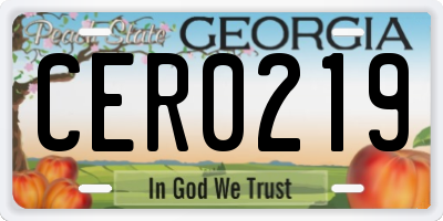 GA license plate CER0219