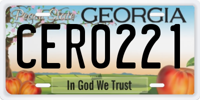 GA license plate CER0221