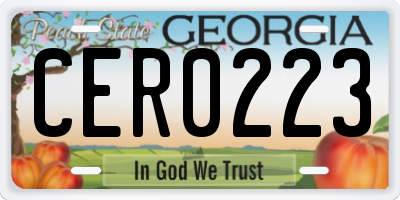 GA license plate CER0223