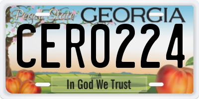 GA license plate CER0224