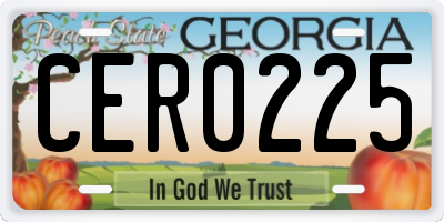 GA license plate CER0225