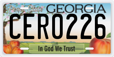 GA license plate CER0226