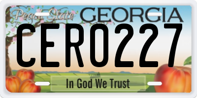 GA license plate CER0227