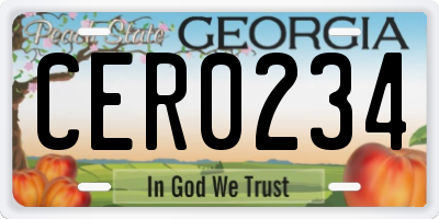 GA license plate CER0234