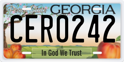 GA license plate CER0242