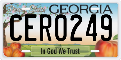 GA license plate CER0249