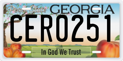 GA license plate CER0251