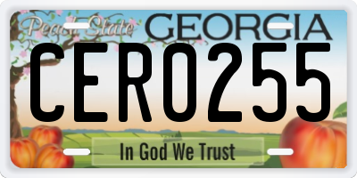GA license plate CER0255