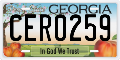 GA license plate CER0259