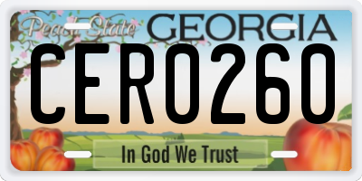 GA license plate CER0260